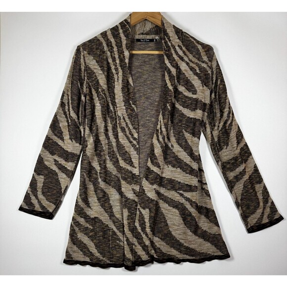 NIC+ZOE Sweaters - Nic + Zoe Sweater Womens Petite Medium Zebra Animal Print Knit Cardigan Cozy
